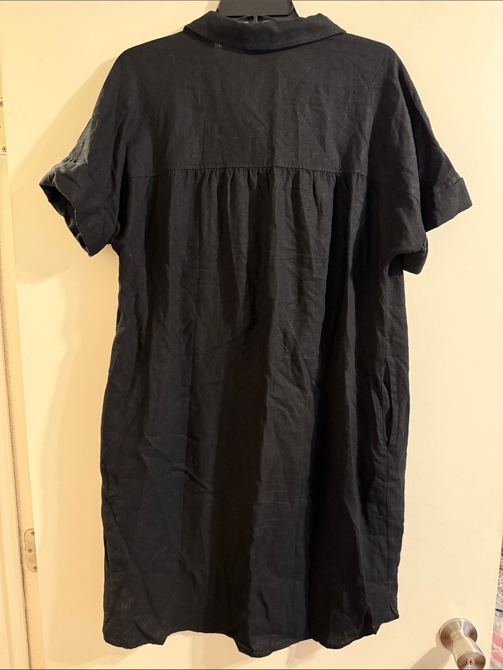 Well Worn Black Linen Button Down Dress - Picture 4 of 4